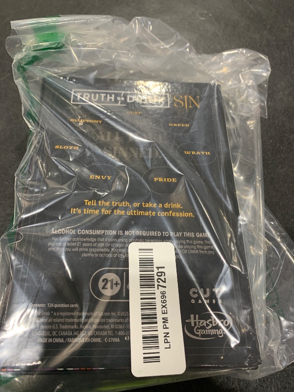Photo 1 of Truth or Drink: Sin Edition Adult Party Game by Cut | 250+ Questions Inspired by 7 Deadly Sins | Ages 21+ | 2+ Players | 30 Mins. | Stand-Alone or Expansion
