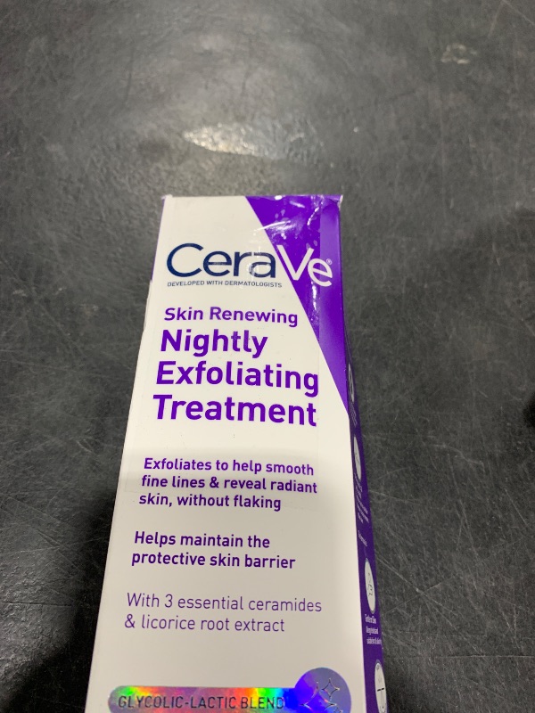 Photo 1 of CeraVe Skin Renewing Nightly Exfoliating Treatment, Anti Aging Serum With 5% Blend Of Glycolic Acid & Lactic Acid, Wrinkles & Dark Spot Corrector For Face, Exfoliating Gel, 1.7 Oz