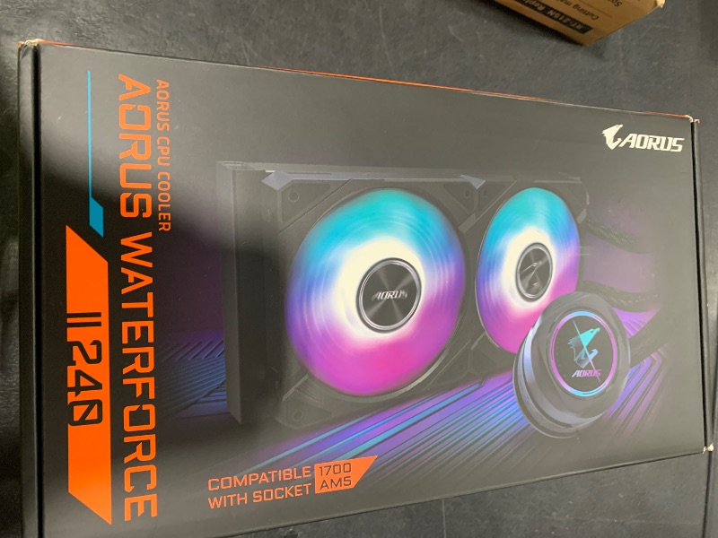 Photo 1 of AORUS WATERFORCE II 240 Liquid CPU Cooler, 240mm Radiator with 2X 120mm Low Noise ARGB Fans, Compatible with Intel LGA1851, LGA1700, and AMD AM5 (GP-AORUS WATERFORCE II 240)