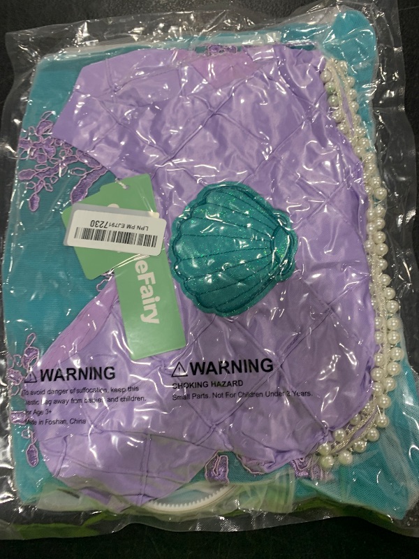 Photo 1 of EleFairy Little Mermaid Costume for Girls Ariel Dress Up Outfit Kids Mermaid Birthday Party Gown Halloween Costume (4T/110)
