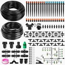 Photo 1 of 240FT DIY Automatic Drip Irrigation System Kits for Garden Plant Watering Misting System for Greenhouse Patio Lawn with Adjustable Drip Emitters 5/16" and 1/4" Irrigation Tubing Connectors Fittings

