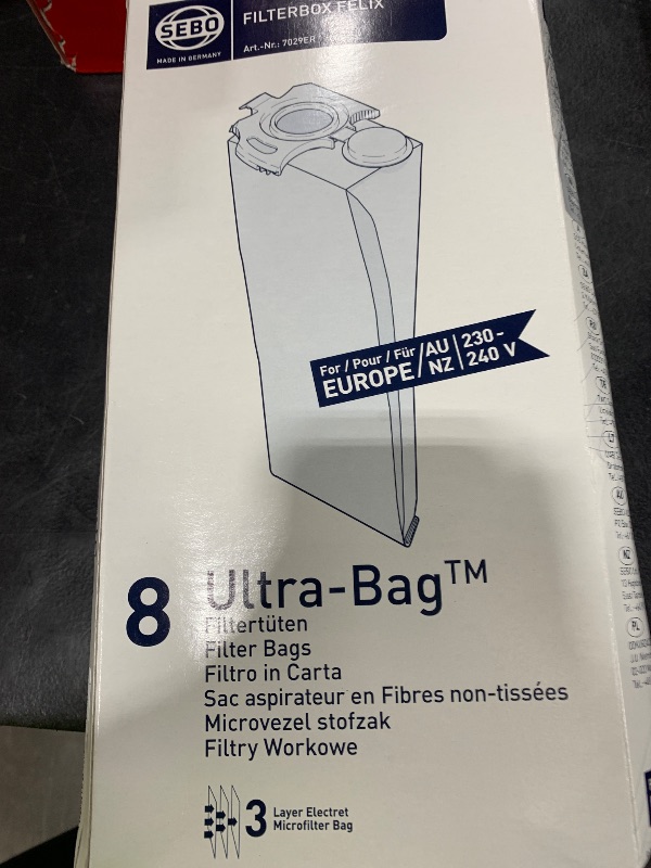 Photo 1 of SEBO Vacuum Filter Bag Box for X Series, 8-Pack