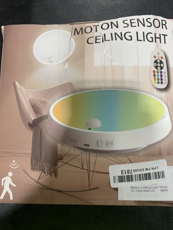 Photo 1 of Molrebe Motion Sensor Ceiling Light, Rechargeable Battery Powered LED Ceiling Light for Closet Bathroom Stairs Porch Hallway Pantry Wall (Walnut Wood)