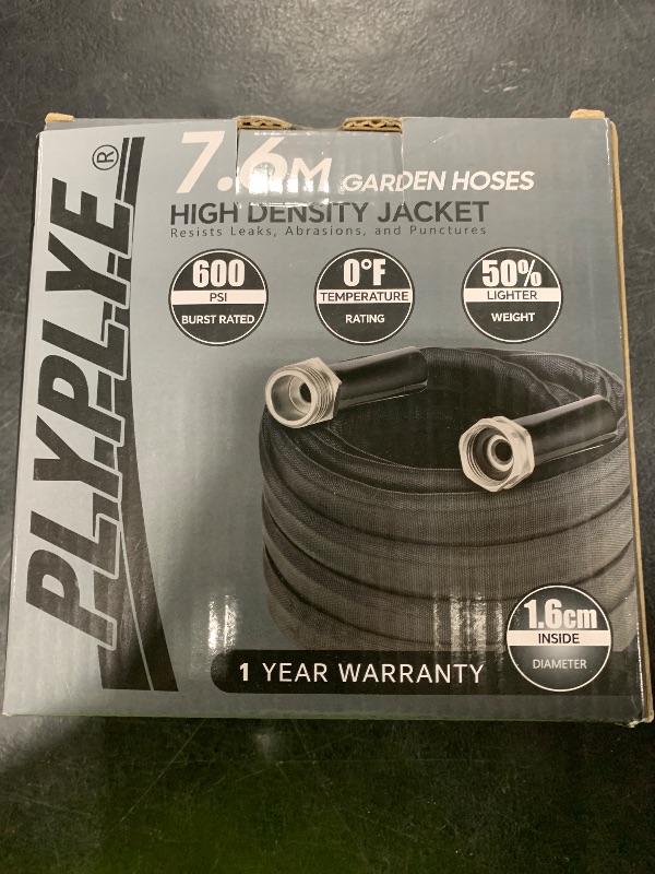 Photo 1 of 25ft Non-Expanding Garden Hose – Ultra-Light, Kink-Free, High-Pressure, Abrasion-Resistant, Durable, All-Weather, Eco-Friendly, Black&Gray