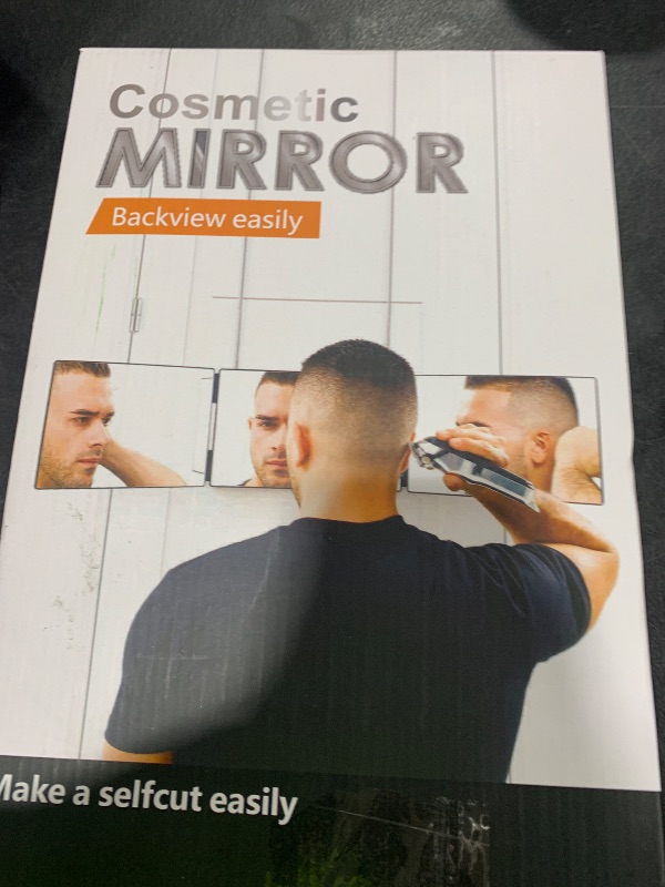 Photo 1 of Rechargeable 3 Way Mirror with 3 Colors Light for Self Hair Cutting, 360° Adjustable Trifold Barber Mirror with Telescoping Hooks for Men Shaving Women Dyeing