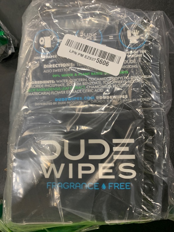 Photo 1 of DUDE Wipes - On-The-Go Flushable Wipes - 2 Pack, 60 Wipes - Unscented Extra-Large Individually Wrapped Adult Wet Wipes - Vitamin E & Aloe - Septic and Sewer Safe
