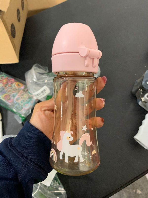 Photo 1 of GROSMIMI Flip Top Spill Proof Sippy Cup, PPSU, BPA Free, 10 oz, Stage 2 Straw for Toddlers (Unicorn)