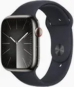 Photo 1 of Apple Watch Series 9 [GPS + Cellular 41mm] Midnight Aluminum Case with Midnight Sport Band S/M (Renewed Premium)