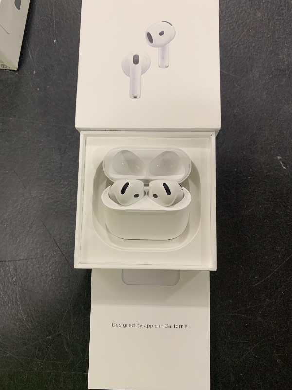 Photo 1 of Apple AirPods 4 Wireless Earbuds, Bluetooth Headphones, with Active Noise Cancellation, Adaptive Audio, Transparency Mode, Personalized Spatial Audio, USB-C Charging Case, Wireless Charging, H2 Chip