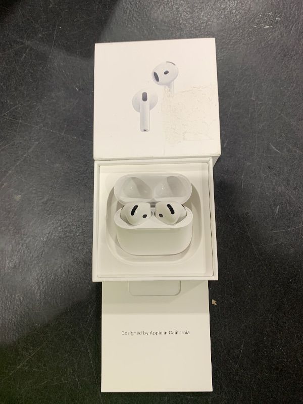Photo 1 of Apple AirPods 4 Wireless Earbuds, Bluetooth Headphones, with Active Noise Cancellation, Adaptive Audio, Transparency Mode, Personalized Spatial Audio, USB-C Charging Case, Wireless Charging, H2 Chip