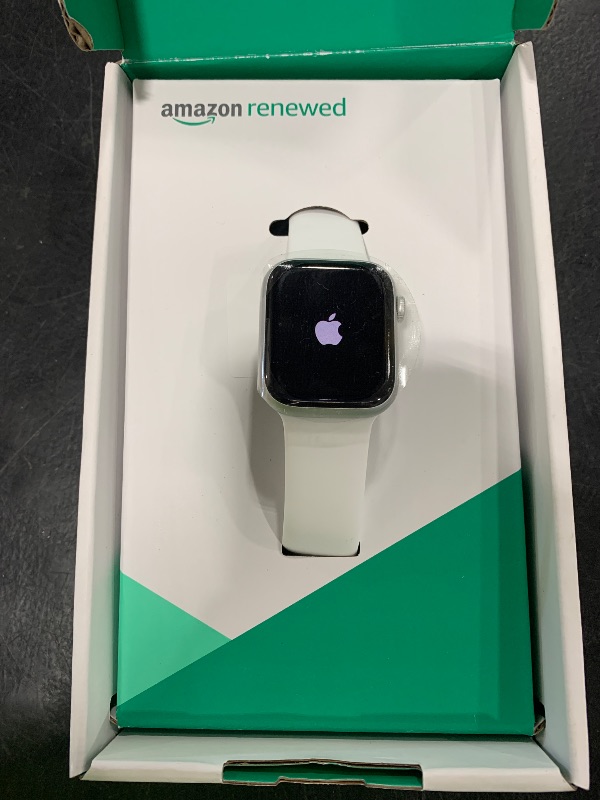 Photo 1 of Apple Watch Series 8 (GPS + Cellular, 45MM) - Silver Aluminum Case with M/L White Sport Band (Renewed Premium)