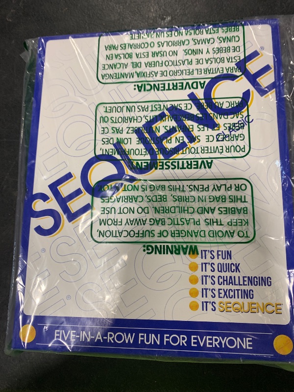 Photo 1 of SEQUENCE- Original SEQUENCE Game with Folding Board, Cards and Chips by Jax ( Packaging may Vary ) White, 10.3" x 8.1" x 2.31"