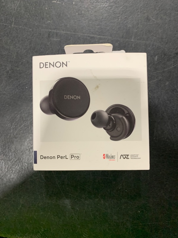Photo 1 of Denon PerL Pro True Wireless Earbuds - Adaptive Active Noise Cancelling, Personalized Sound with Masimo Adaptive Acoustic Technology, Spatial Audio, Long-Lasting Battery, Wireless Charging, Black