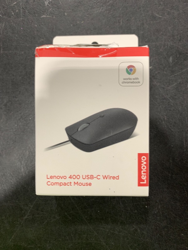 Photo 1 of Lenovo 400 USB-C Compact Wired Mouse – Pocket Friendly Portable Mouse for Notebook or Large Computer Monitor, Black