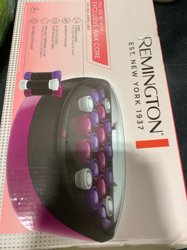 Photo 1 of Remington Ionic Conditioning Hair Setter, 20 Velvet Hair Rollers, 6 Large (1¼”), 10 Medium (1"), 4 Small (¾”), Blowout Style Hair Curlers