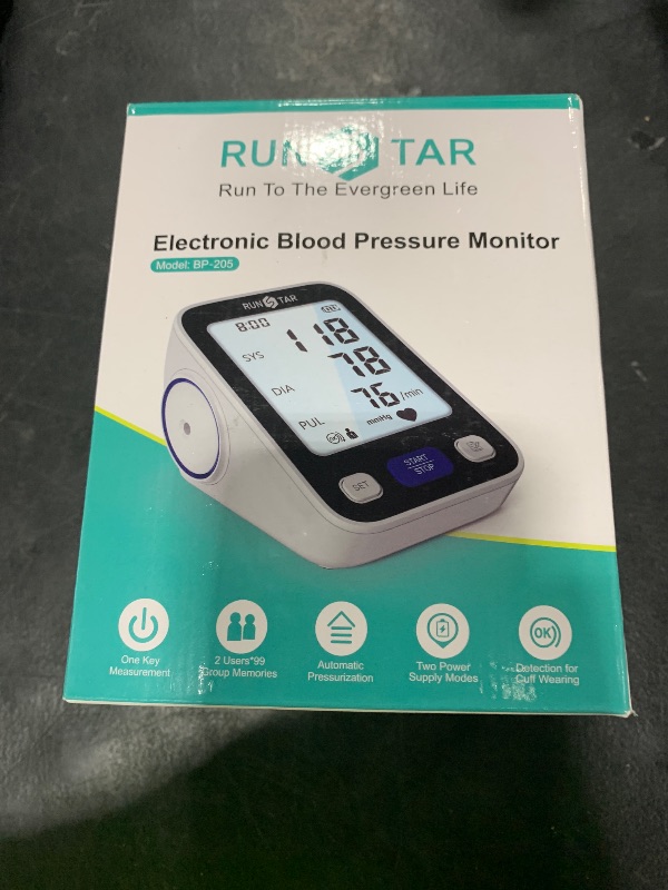 Photo 1 of Runstar Upper Arm Blood Pressure Monitor with Wide Range Cuff (8.7'' -16.5'') for Home Use FSA/HSA Eligible, Automatic Digital BP Machine with Storage Bag, 2x99 Reading Memory