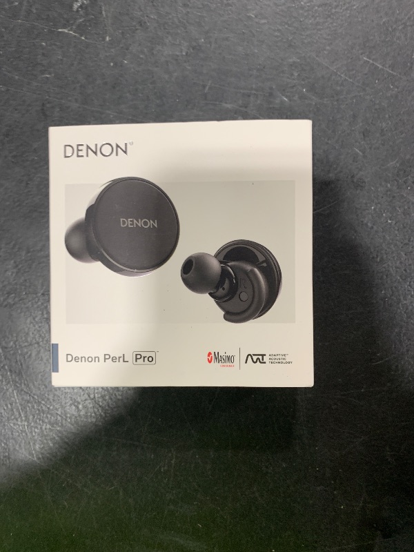 Photo 1 of Denon PerL Pro True Wireless Earbuds - Adaptive Active Noise Cancelling, Personalized Sound with Masimo Adaptive Acoustic Technology, Spatial Audio, Long-Lasting Battery, Wireless Charging, Black