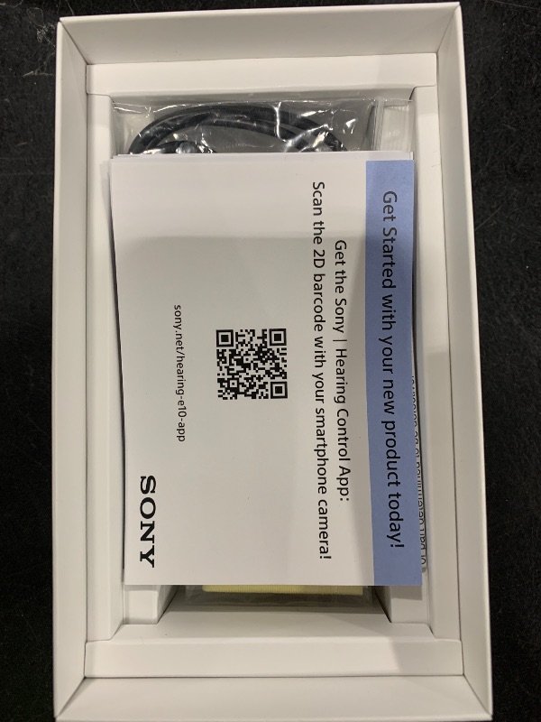 Photo 1 of Sony CRE-E10 Self-Fitting OTC Hearing Aids for Mild to Moderate Hearing Loss, Prescription-Grade Sound Quality, Comfortable Earbud Design, Bluetooth Enabled for iOS, and Rechargeable Battery, Black
