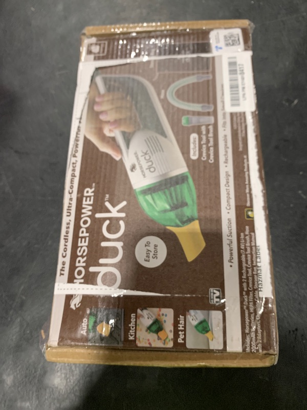Photo 1 of Duck Compact Cordless Vacuum by Horsepower, Ultra-Powerful, Strong Suction, AS-SEEN-ON-TV, Easy To Store, Rechargeable. Home, Auto, Pet Hair, Fits In Tiny Crevices, Includes Hose, Crevice Tool & Brush