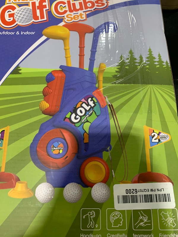 Photo 1 of Liberry Toddler Golf Set with Putting Mat for 2 3 4 5 Years Old Boys Girls, Upgraded Kids Golf Cart with Unique Shoulder Strap Design, Indoor and Outdoor Golf Toys