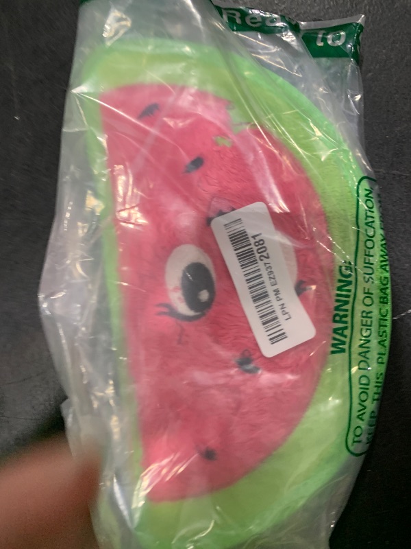 Photo 1 of Outward Hound Tough Skinz Durable Squeaky Dog Toy with Two Tough Layers, Watermelon, Red, Medium