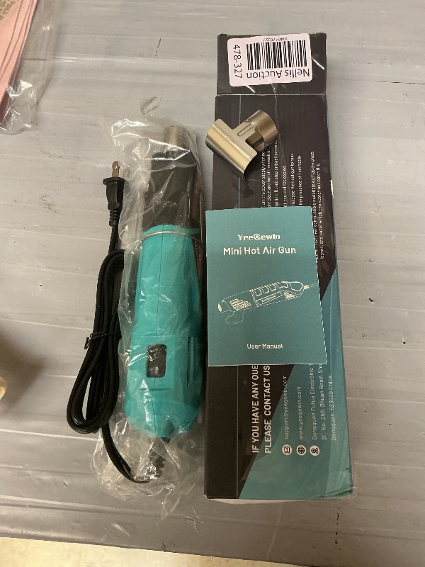 Photo 1 of Yeegewin Heat Gun, 380W Fast Heat Mini Hot Air Gun with 2-Temp Settings 480°F-850°F(249°C-455°C) Overheat Protection Reflector Nozzle, 4.9Ft Long Cable for Shrink Wrap,Vinyl, Crafts, Epoxy Resin