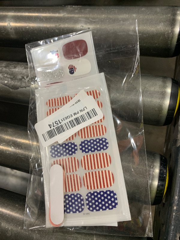 Photo 1 of 4th of July Gel Nail Stickers 4th of July Nail Art Stickers Independence Day Nail Polish Glitter Self-Adhesive Nail Sticker Independence Day Full Nail Wraps Nail Supplies for Women Girls Nail Art