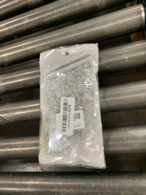 Photo 1 of 100g Mix Flatback Pearls and Rhinestones for Crafting,White Silver 3-10mm Resin Rhinestones and Half Pearls for Bedazzling, Nail Art Face Makeup Craft DIY Decoration