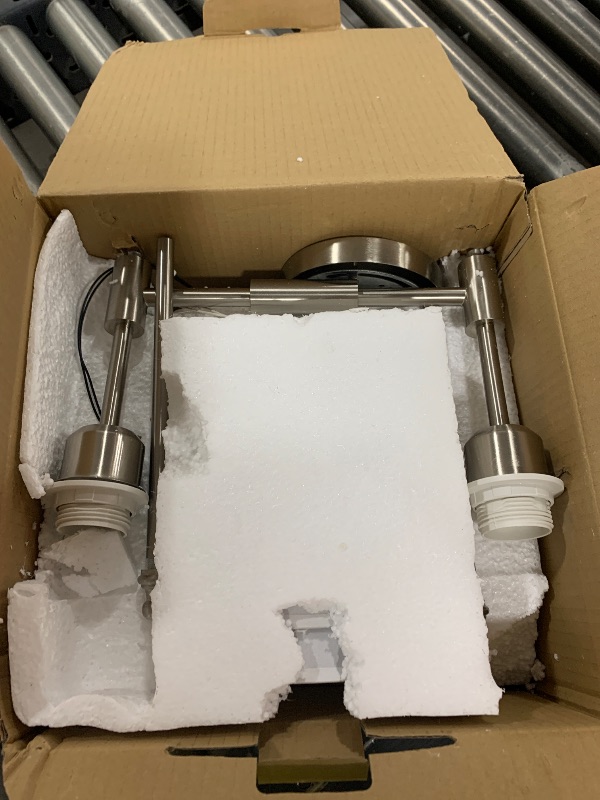Photo 1 of PERMO Classic Transitional Double Sconce 2-Lights Wall Sconce Lighting Fixture with Flared White Textile Lampshade and Brushed Nickel Finished Long Arm for Indoor Bathroom Bedroom Bedside