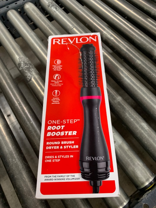 Photo 1 of REVLON One-Step Hair Dryer and Styler - Root Booster Round Brush for Styling, Dryer Brush for Fast and Easy Salon-Quality Blowout, More Shine and Less Frizz (1-1/2 in)