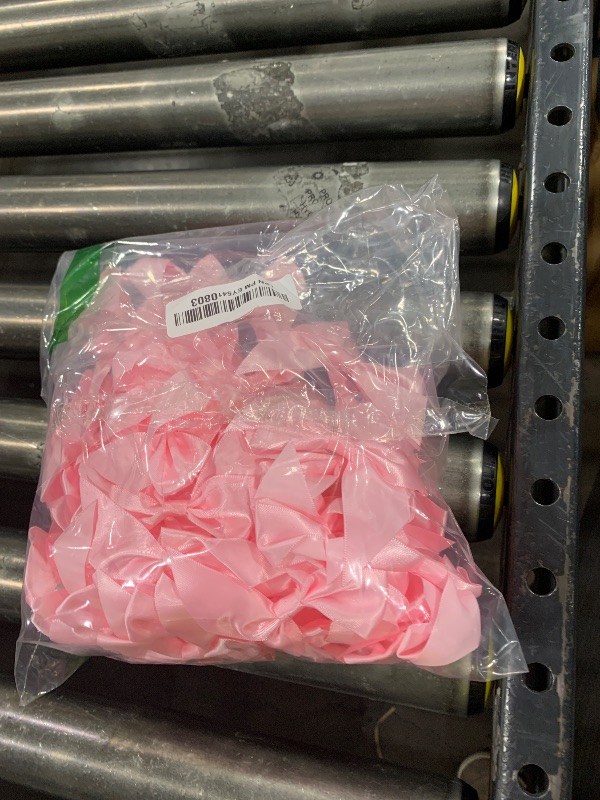 Photo 1 of 100 PCS Bows for Gift Wrapping, 2.75" Satin Ribbon Bows with Double-Sided Tape, Small Bows for Crafts, Bow Decor, Mini Bows Decorations for Party Baby Shower Birthday Wedding (Pink)