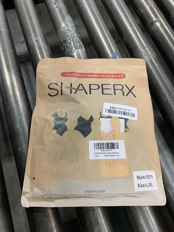 Photo 1 of SHAPERX Open Bust Shapewear Tummy Control Bodysuits for Women Seamless Compression High Waisted Body Shaper, SZ5315-Black-L/XL