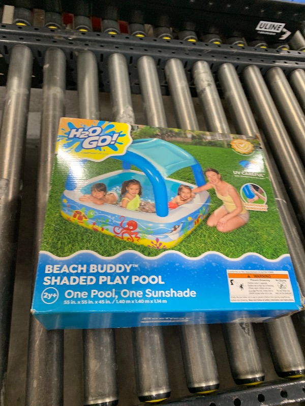 Photo 1 of H2O GO Canopy Play Pool - 55" x 55" x 45" - Bestway, Kids Inflatable Water Pool, with Detachable UV Protective Sunshade, Outdoor & Backyard, Ocean Creatures Design, 70 Gallon Capacity