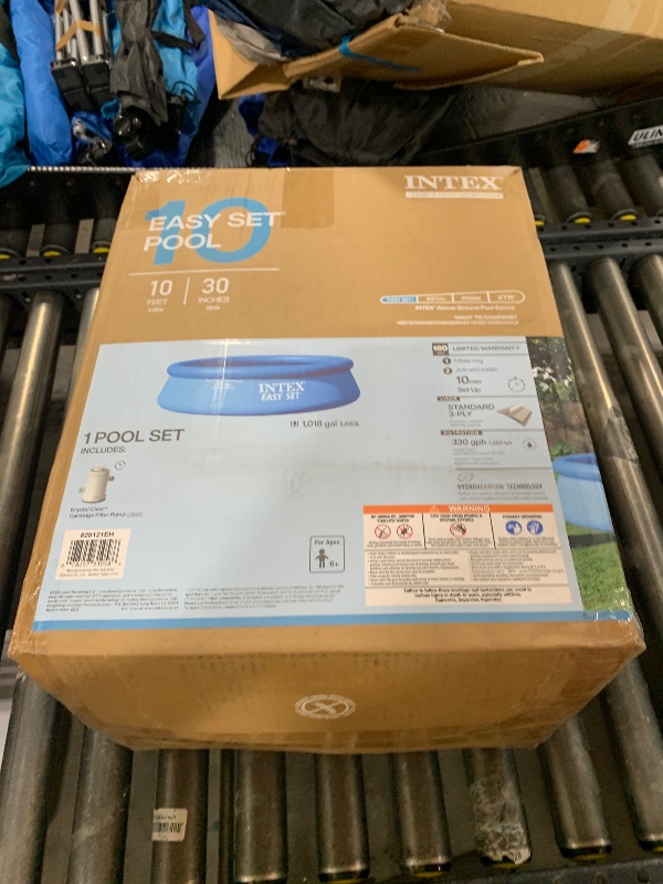 Photo 1 of INTEX 28121EH Easy Set Inflatable Swimming Pool Set: 10ft x 30in – Includes 330GPH Cartridge Filter Pump – Puncture-Resistant Material – 1018 Gallon Capacity – 23in Water Depth