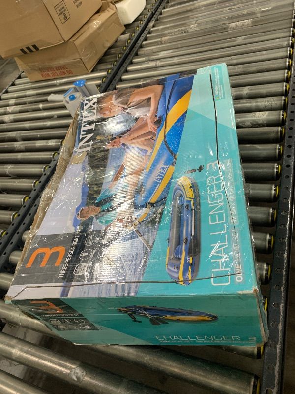 Photo 1 of Intex 68370EP Challenger 3 Inflatable Boat Set: Includes Deluxe 48in Boat Oars and High-Output Pump – Triple Air Chambers – Welded Oar Locks – 3 Person – 660lb Weight Capacity