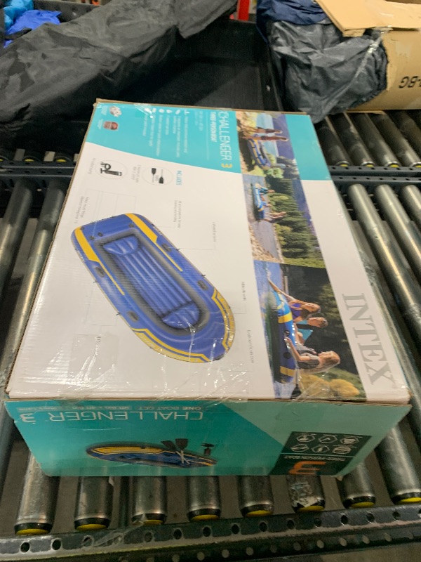 Photo 1 of Intex 68370EP Challenger 3 Inflatable Boat Set: Includes Deluxe 48in Boat Oars and High-Output Pump – Triple Air Chambers – Welded Oar Locks – 3 Person – 660lb Weight Capacity
