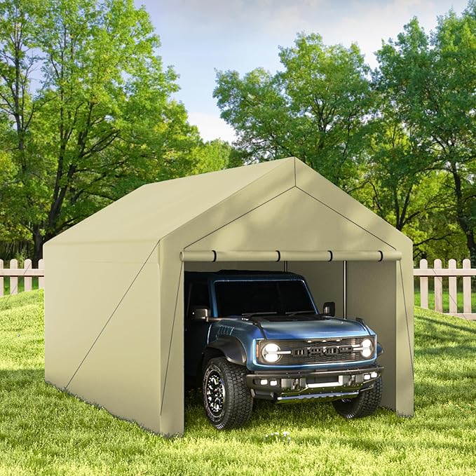 Photo 1 of Grezone 10x20ft Heavy Duty Canopy Storage Shed, Portable Garage with Removable Sidewalls & Doors, All-Season Tarp for Car, Truck, Party SNC24# (W/BG)
