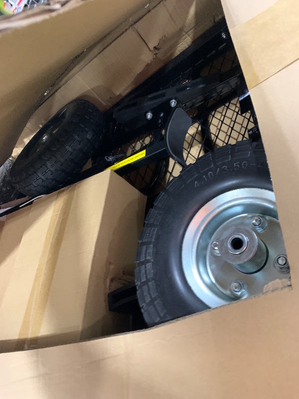 Photo 1 of MaxxHaul 50243 Foldable Hitch N Roll Cargo Carrier Cart With Quick Detachable Basket Rack With 10 inch Flat Free Tires for Home Camp Travel Ranch SUV Up to 400 lb. Capacity
