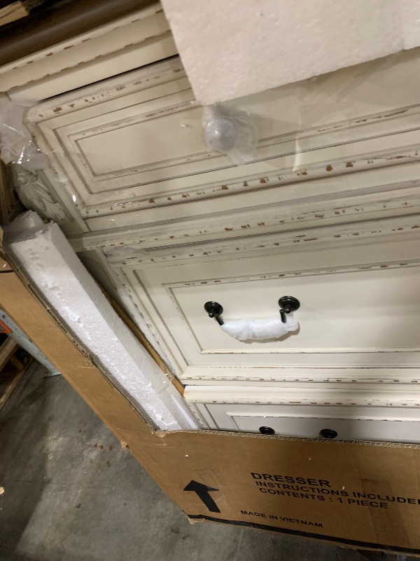 Photo 1 of Signature Design by Ashley Realyn French Country 7 Drawer Two Tone Dresser, Chipped White