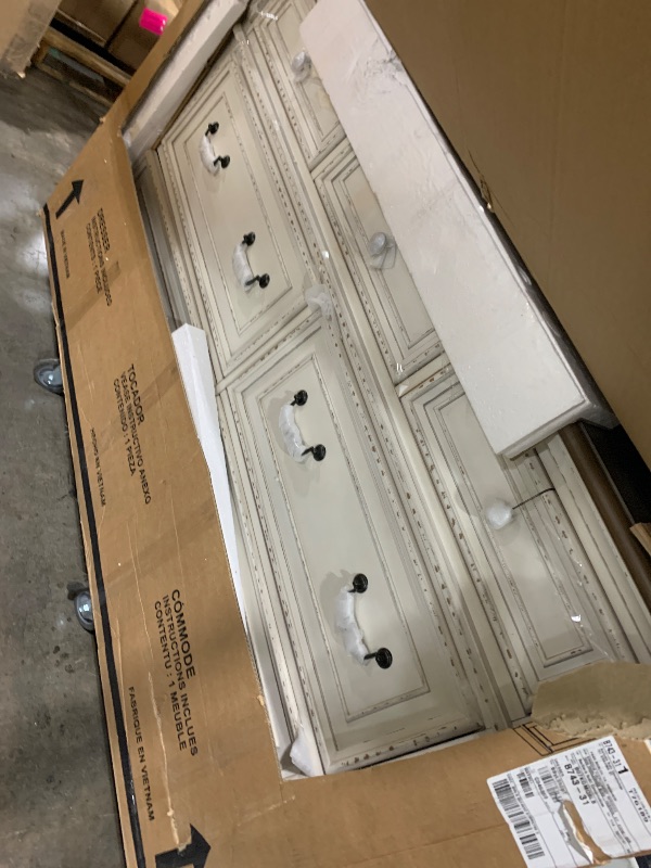 Photo 1 of Signature Design by Ashley Realyn French Country 7 Drawer Two Tone Dresser, Chipped White