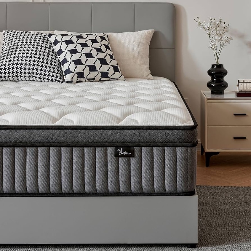 Photo 1 of 12 Inch Full Size Mattress in a Box, Hybrid Cooling Gel Memory Foam & Pocketed Coils, Medium Firm, CertiPUR-US Certified, Pressure Relief, Motion Isolation