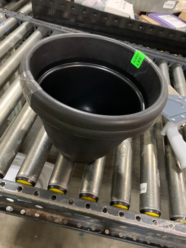 Photo 1 of The HC Companies Caribbean Planter Pot - Outdoor & Indoor Plant Pot with Drainage Hole & Plug - Rolled Rim Plastic Pots for Plants & Flowers - Decorative Plant Pot (10" Black, Pack of 2)
