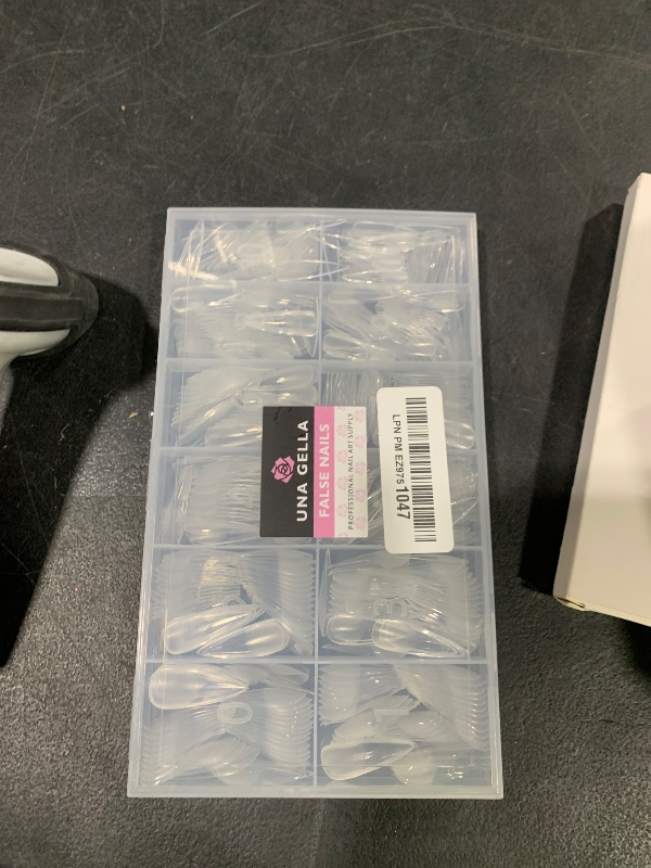 Photo 1 of UNA GELLA Long Stiletto Gel Nail Tips Full Cover 504PCS Pre-shape Long Stiletto Almond Fake Clear Nails Tips No Need File Gel Tips No C Curve for Nail Extension DIY Art Salon 12 Sizes