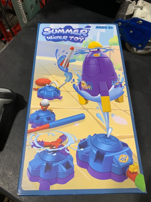 Photo 1 of 4-in-1 Water Sprinkler Baseball Toy, Water-Spraying Rocket, Water Baseball Game, Rocket Launch Game, Spinning Water Sprayer Outdoor Summer Toys for Boys Girls Outside Water Game Toys for Kids 3-12