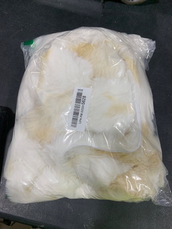 Photo 1 of FUTEI Yellow White Decorative Throw Pillow Covers 20x20 Inch Set of 2,Soft Fuzzy Faux Rabbit Fur Cushion Covers with Raised Texture,Neutral Boho Home Decor for Couch Bed Living Room