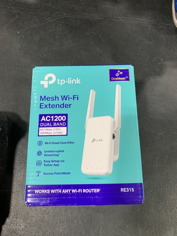 Photo 1 of TP-Link AC1200 WiFi Extender, 2025 Wirecutter Best WiFi Extender, 1.2Gbps Home Signal Booster, Dual Band 5GHz/2.4GHz, Up to 1600 Sq.ft and 32 Devices, EasyMesh Compatible, One Ethernet Port (RE315)