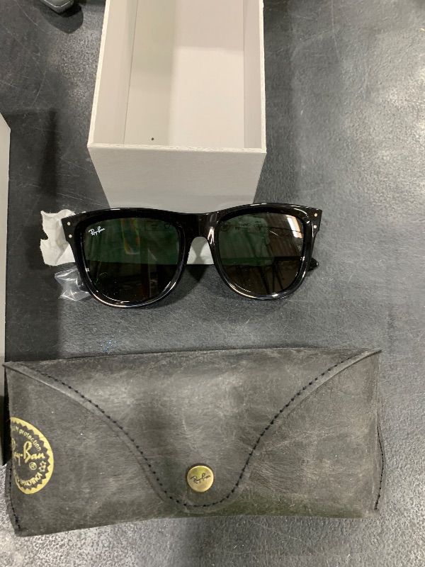 Photo 1 of Ray-Ban RBR0502SF Wayfarer Reverse Low Bridge Fit Square Sunglasses, Black/Dark Green, 53 mm