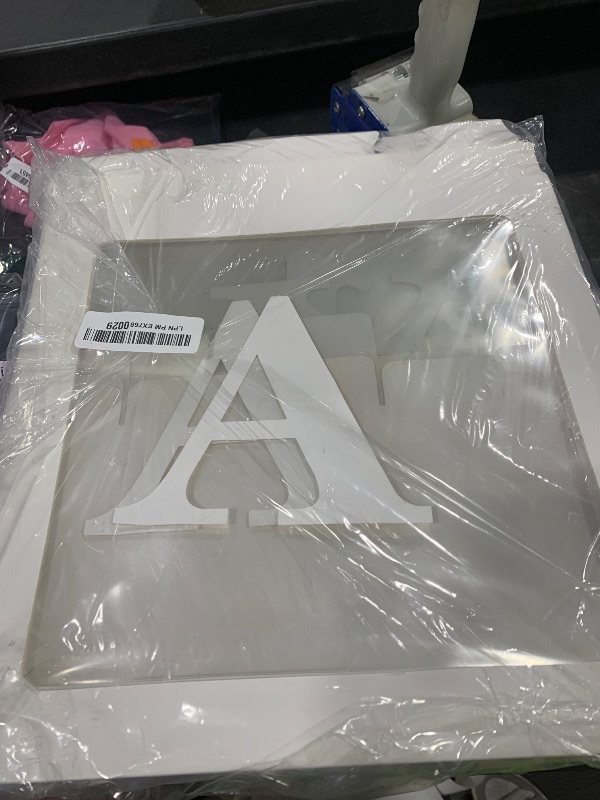 Photo 1 of PABUES Baby Boxes with 4 PCS Letters for Baby Shower White Clear Balloon Box Blocks Gender Reveal Decorations and Birthday Party (White)