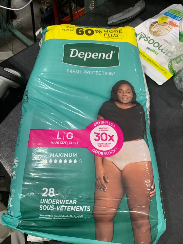 Photo 1 of Depend Fresh Protection Adult Incontinence & Postpartum Bladder Leak Underwear for Women, Disposable, Maximum, Large, Blush, 28 Count, Packaging May Vary