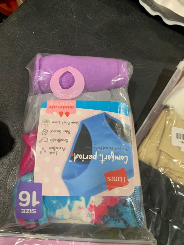 Photo 1 of Hanes Girls' Comfort Underwear, Boyshort Period Panties, Moderate Protection, 4-Pack, Hipster-Multi-4 Pack, 16